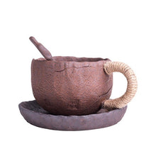 Load image into Gallery viewer, 225ml Handmade Vintage Pottery Coffee Cup with Tray and Spoon Ceramic Coffee Mug Teacups Breakfast Milk Water Mugs Drinkware Art
